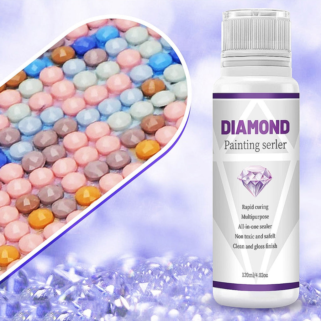 120ml/4.02oz Diamonds Protections Sealer for Painting with Sponge-Head Permanent Hold Shine Effect Sealer Diamond-Glue
