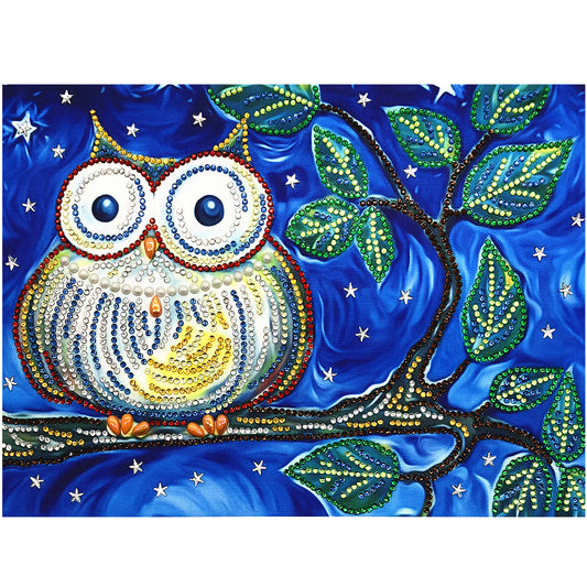 Owl On Branch 5D Special Shaped Diamond Paint Embroidery Needlework Rhineston