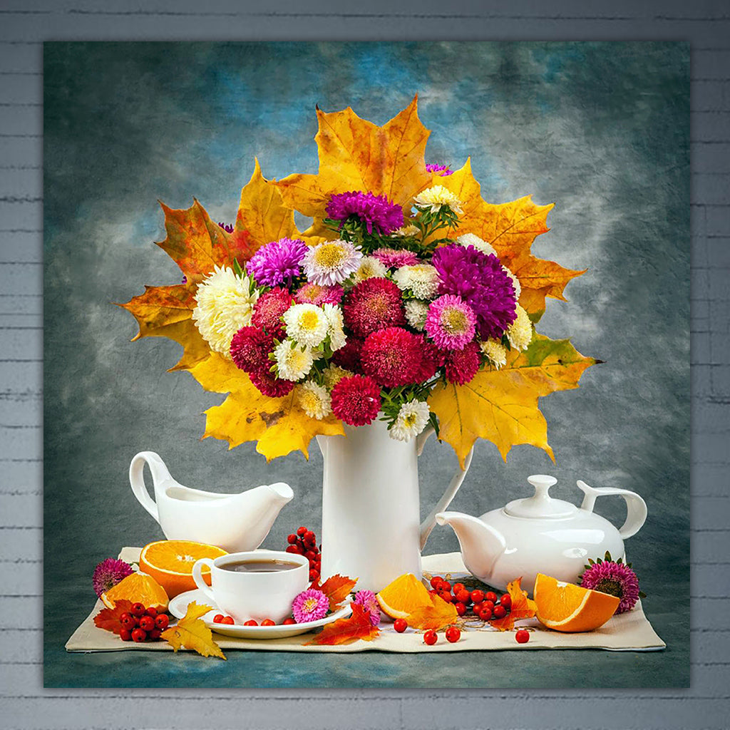 Teapot Flower 5D Full Drill Diamond Painting Embroidery for Cross Stitch Kits DIY for Rhinestone Crystal Home Decoration Craft