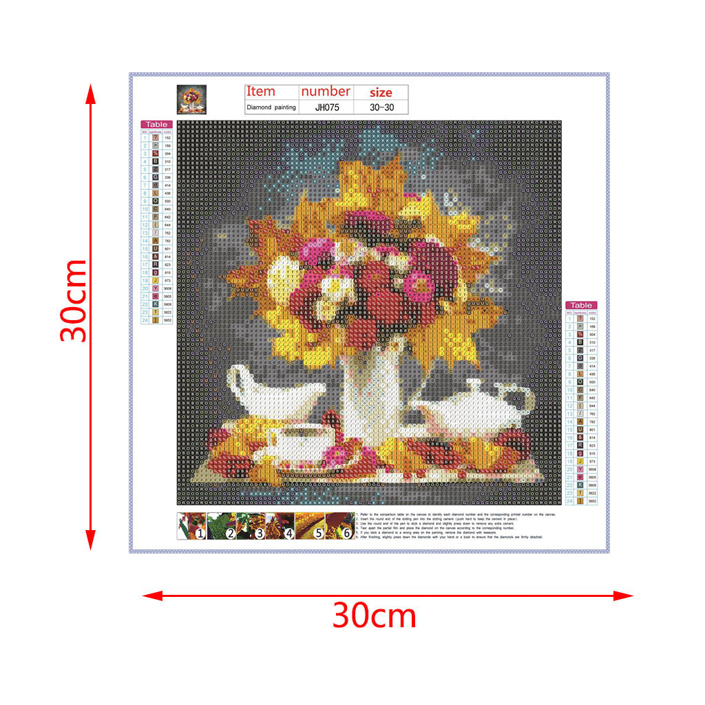 Teapot Flower 5D Full Drill Diamond Painting Embroidery for Cross Stitch Kits DIY for Rhinestone Crystal Home Decoration Craft
