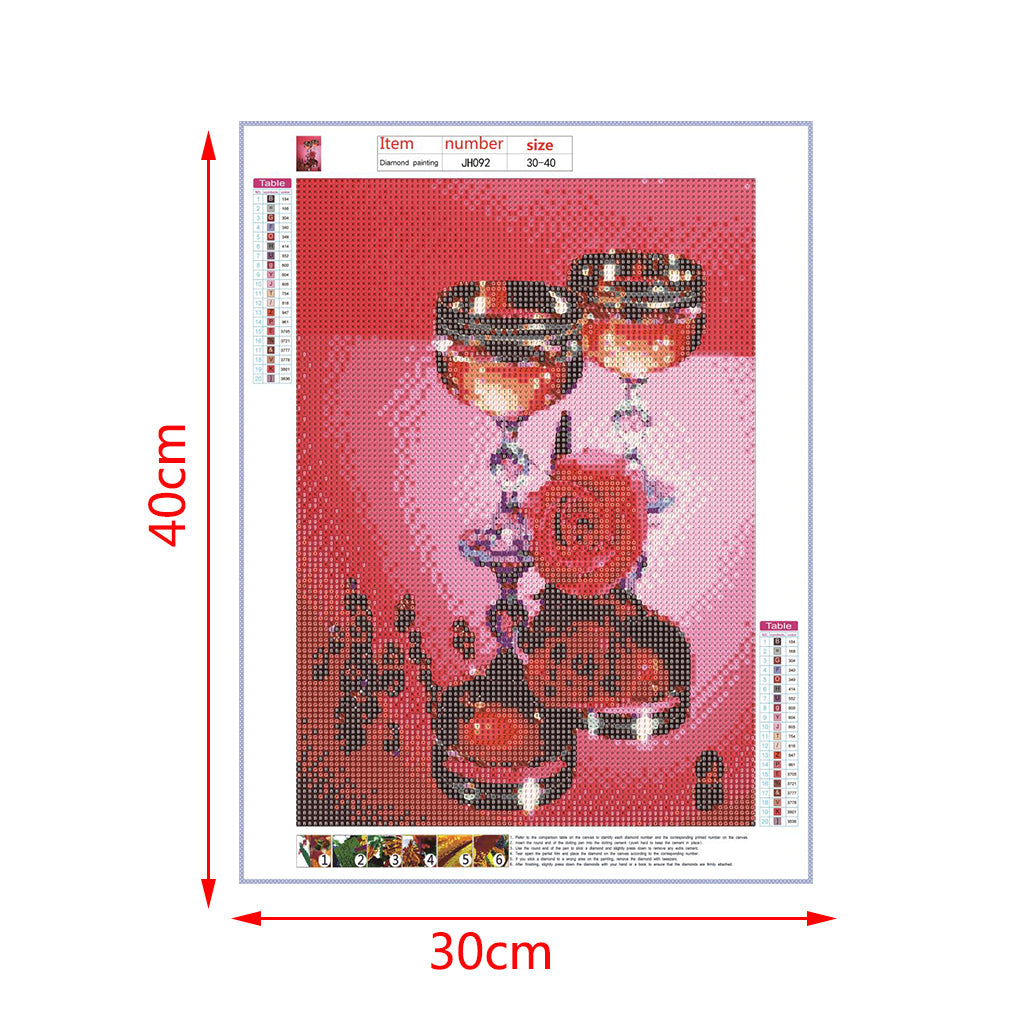 Wineglass 5D Full Drill Diamond Drawing Embroidery for Cross Stitch Kits DIY for Rhinestone Crystal Home Decoration
