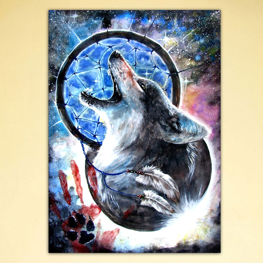 Wolf Howling 5D Full Drill Diamond Painting Embroidery for Cross Stitch Kits DIY for Rhinestone Crystal Home Decoration