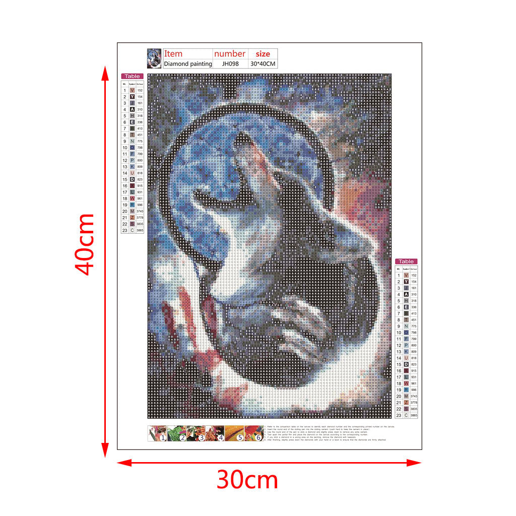 Wolf Howling 5D Full Drill Diamond Painting Embroidery for Cross Stitch Kits DIY for Rhinestone Crystal Home Decoration