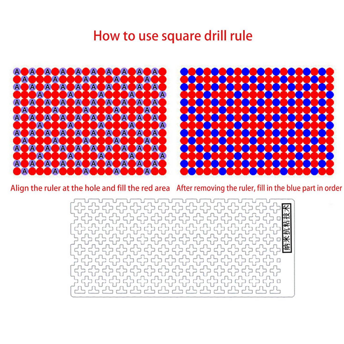 Stainless Steel DIY Drawing Ruler Square Round 5D Drill Diamond Painting Tools Embroidery Accessory