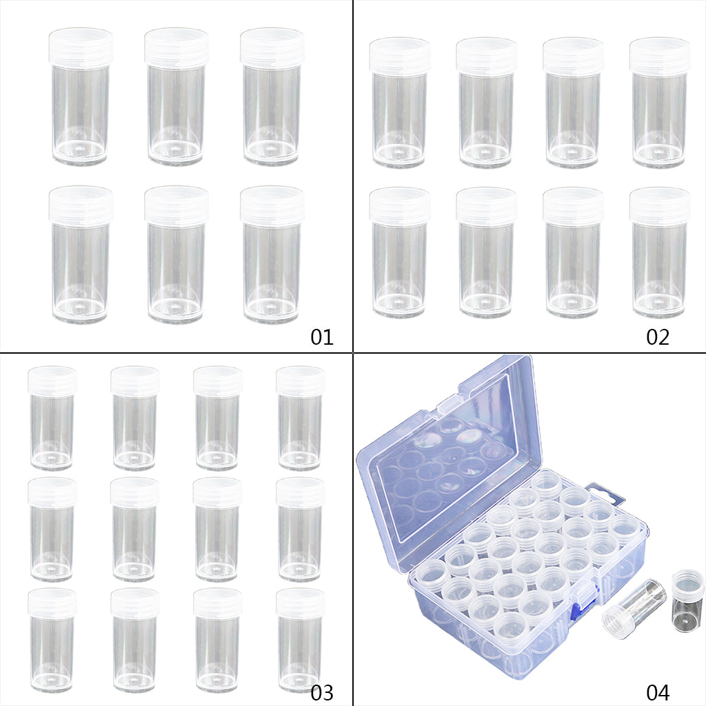 Transparent Bottles with Lid for DIY Diamond Paint Accessories Clear Jars Box