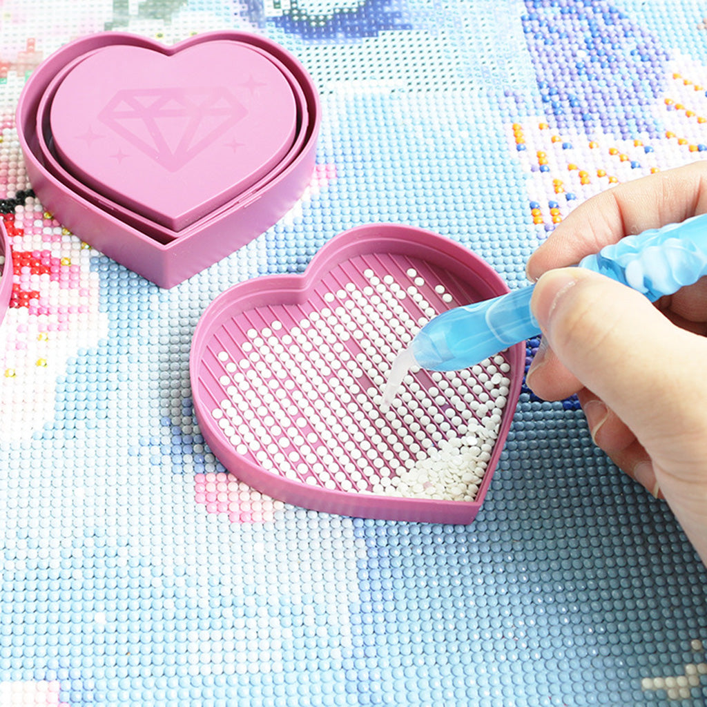 3 Pcs Heart-Shaped Storage Tray Plastic Beads Sorting Tray Embroidery Accessory