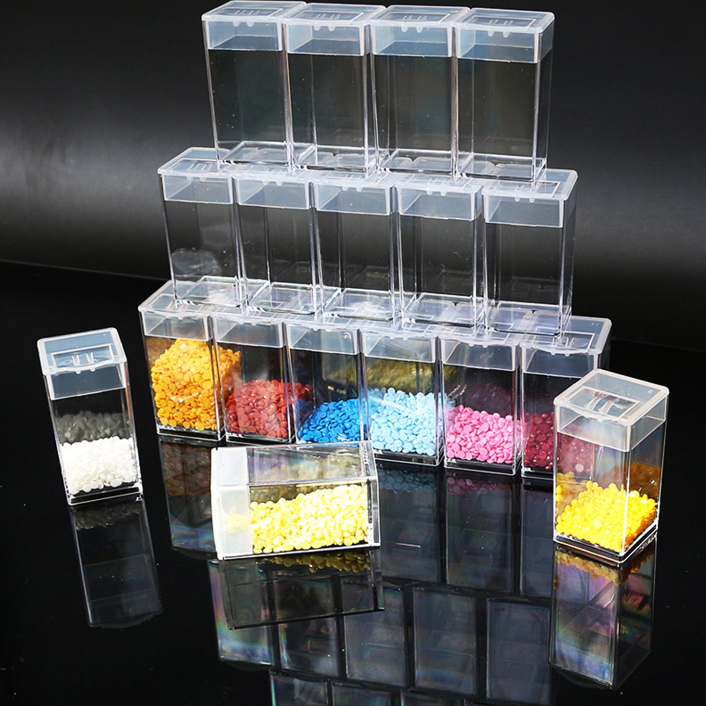 32/48/64 Grids Diamond Drawing Storage Containers Box Set with Label Stickers