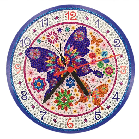 Purple for Butterfly DIY Clock Diamond Painting Kits , Wall Decor with Colorful