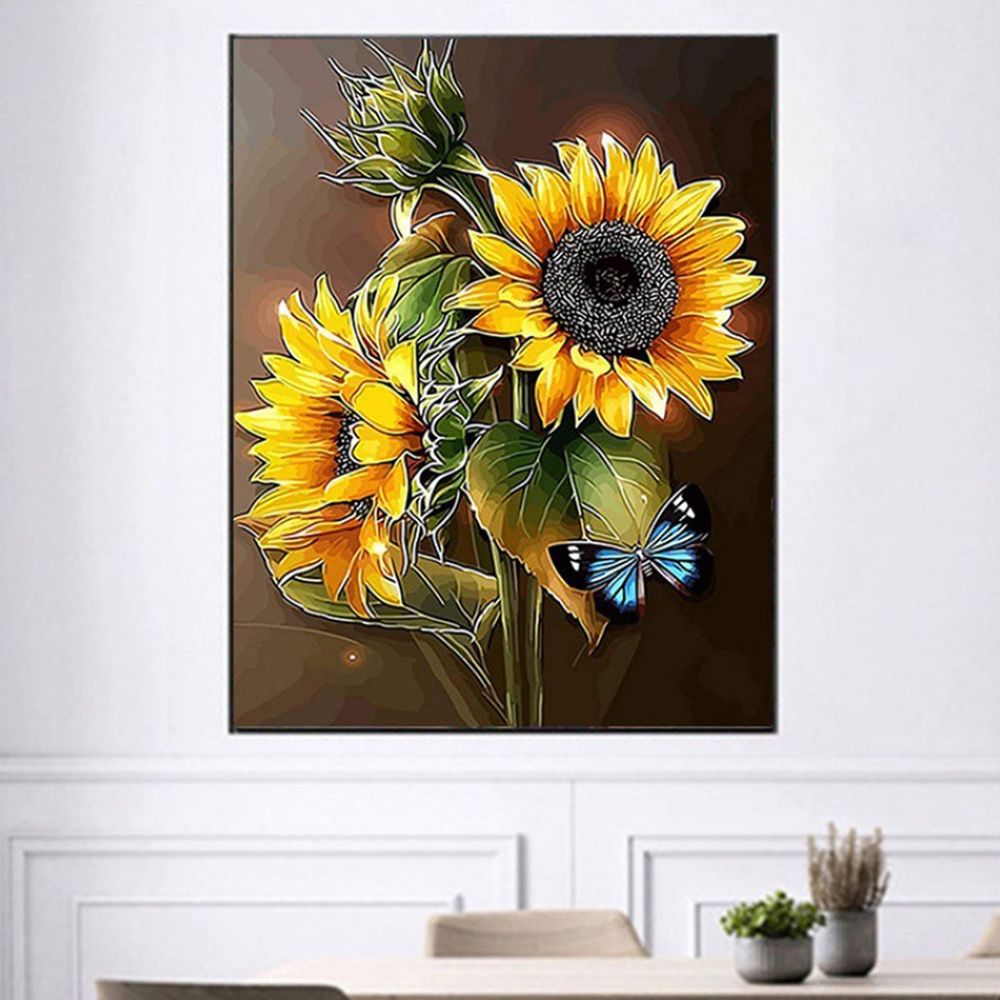 5D Diamond Drawing Kit Sunflower for Butterfly DIY Art Drawing Picture Set for Adults Beginners Handmade Home Wall Decoration Supplies