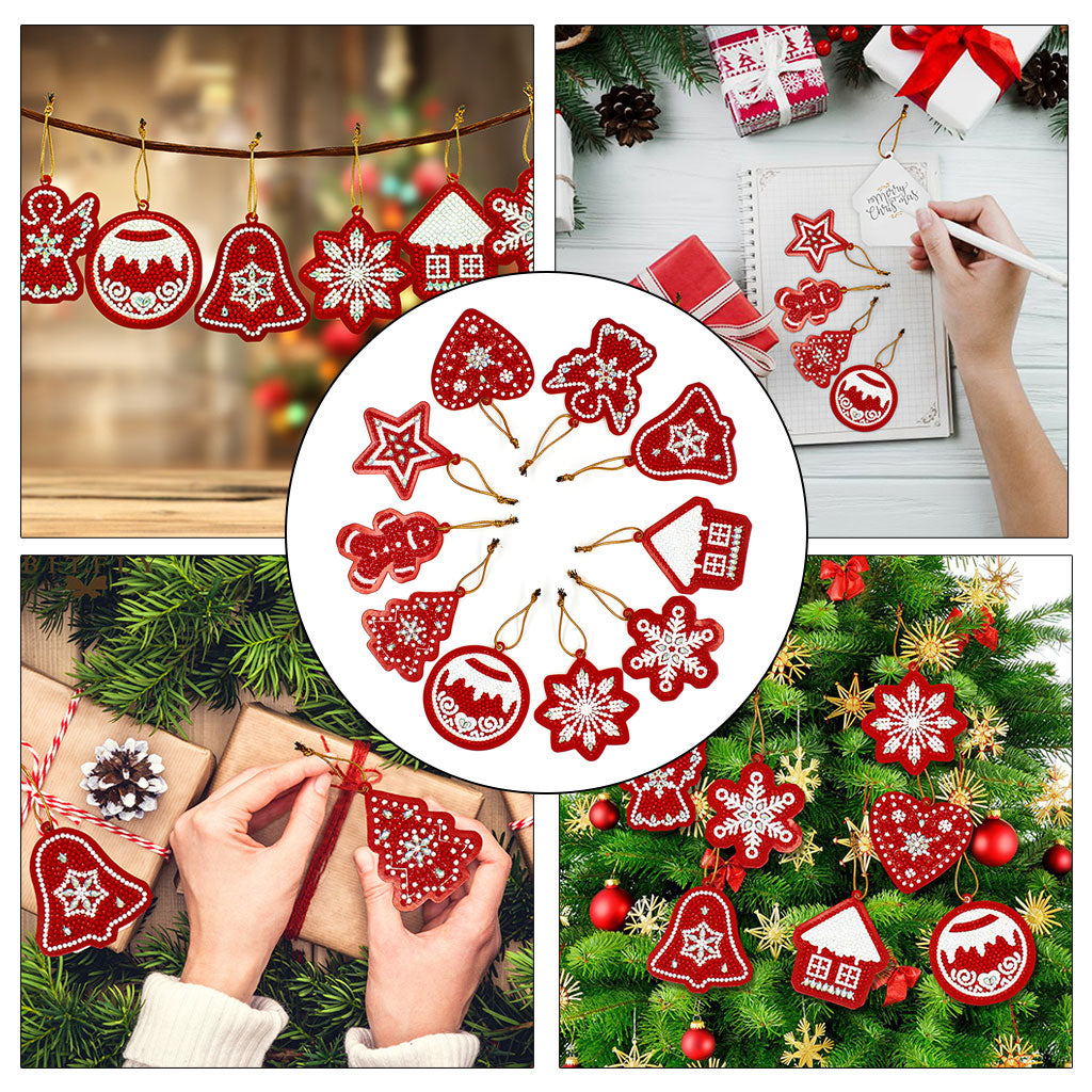 20x Novelty Gift Tags DIY Resin Painting Cards for for Christmas Tree Decoration