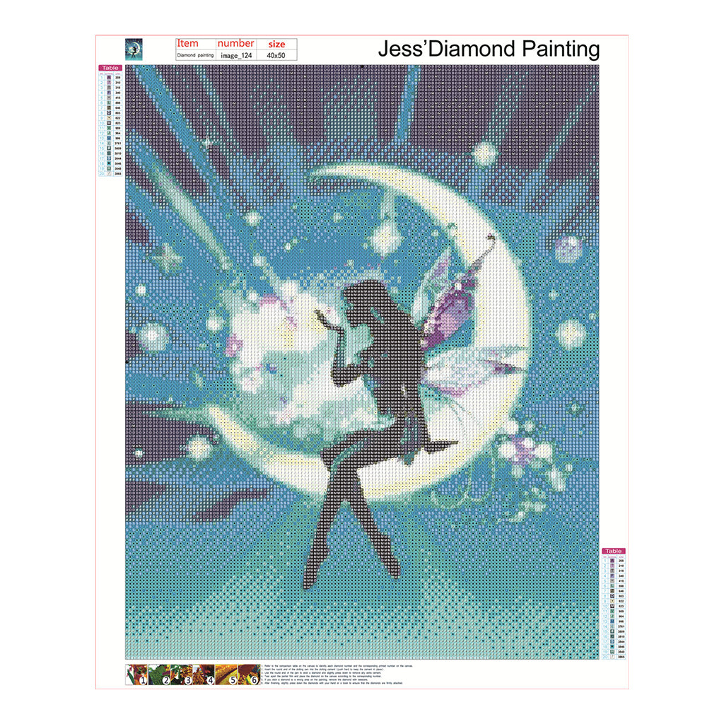 5D Diamond Painting Kits for Adult Full Drill Paint with Diamonds for Home Wall Decor 16X19.7inch，Moon Wing girl