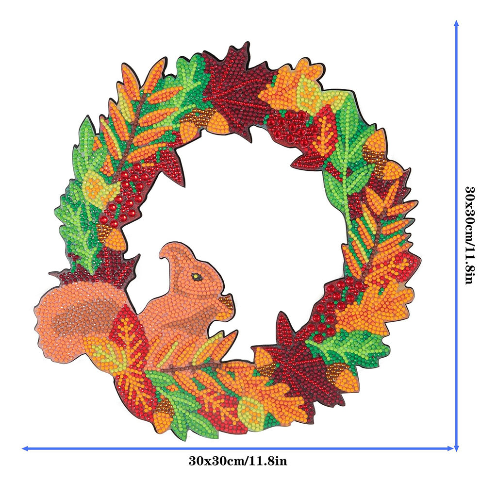 Squirrel Maple Leaf Wreath 5D Special Diamond Painting Embroidery for Cross Stit